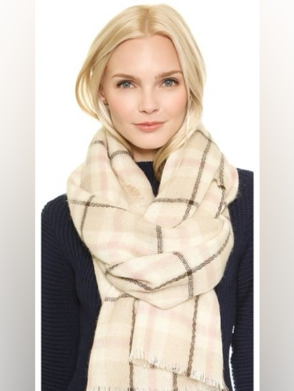 Kate Spade New York Transatlantic Plaid Blanket Scarf Plaid Lightweight Wrap